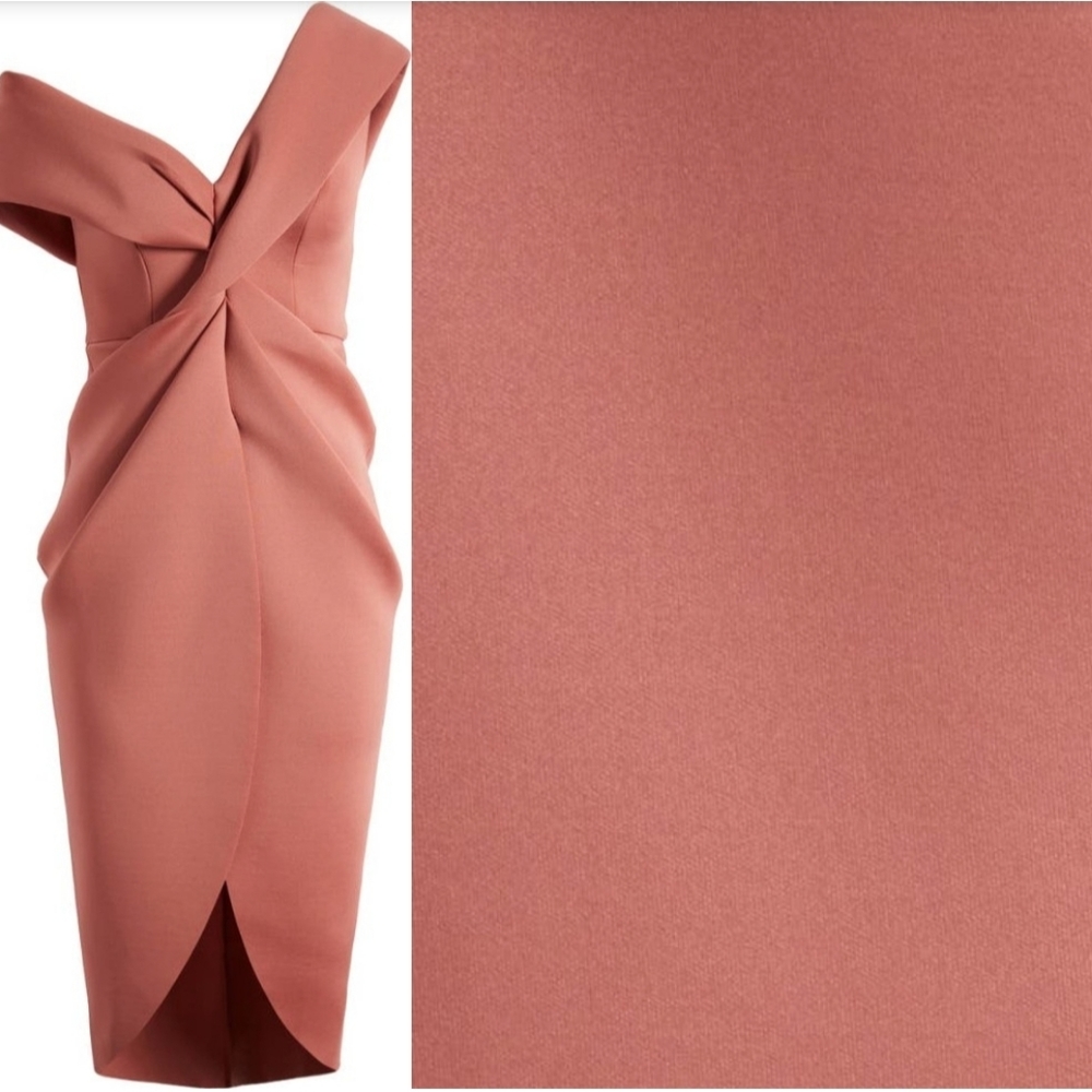 ASOS DESIGN off shoulder twist front midi dress in rose